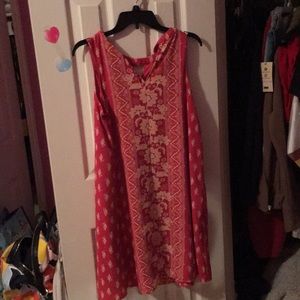 Salmon colored knee length shift dress